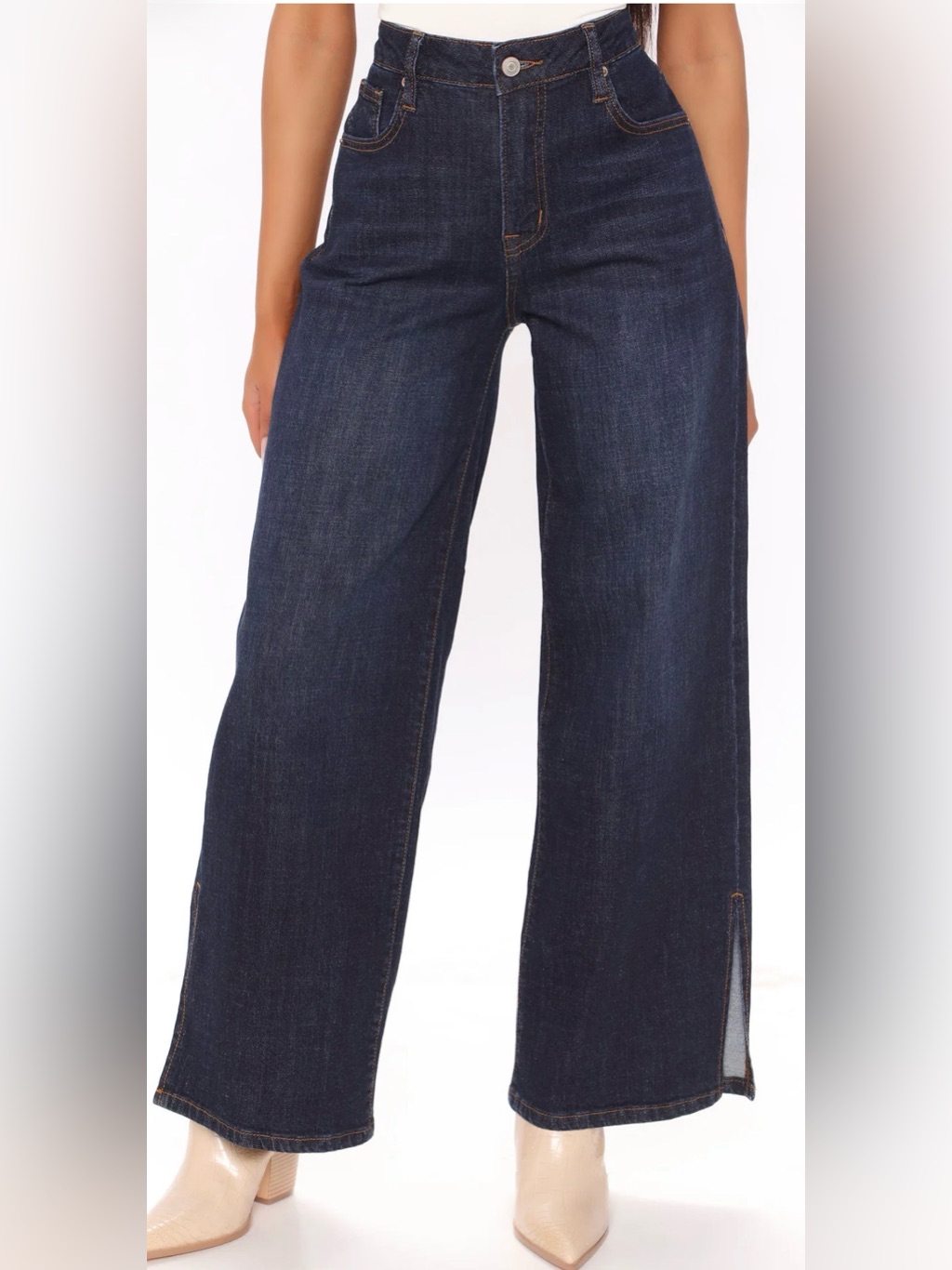 Fashion Nova Women's Wide Leg Dark Indigo Jeans Nwot